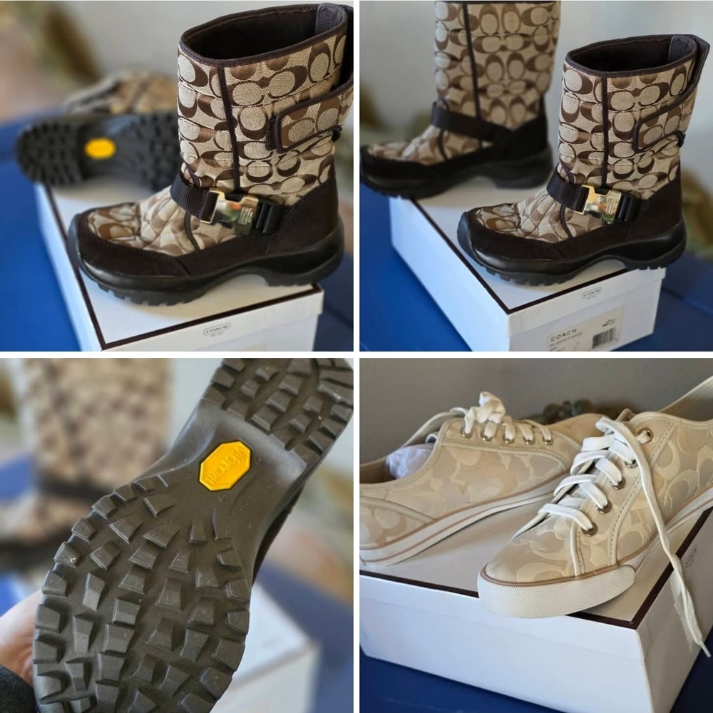 Coach Brown and Cream Winter Boots